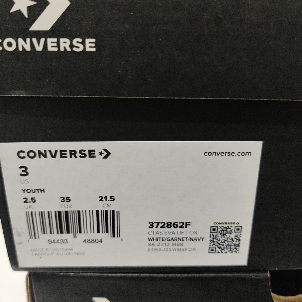 Girl's Converse CTAS Eva Lift Ox 372862F Size 3 NIB - Picture 7 of 7